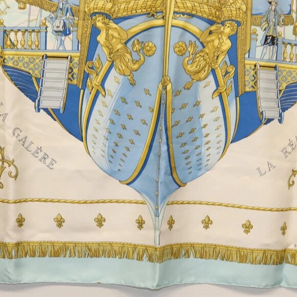 HERMES Carre 90 Scarf ""VUE DU CARROSSE DE LA GALERE LA REALE"" Silk Auth BA6484 - Picture 6 of 15